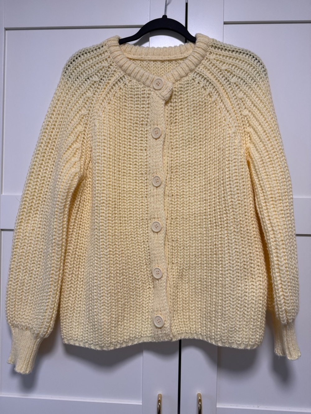 Chunky Knit Button-Front Sweater Cardigan - Butter Yellow
